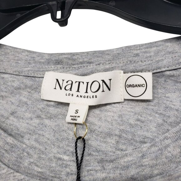 NWT Nation Los Angeles Goldie Crew Neck Top Gray Peru Pima Cotton Organic - Picture 6 of 9